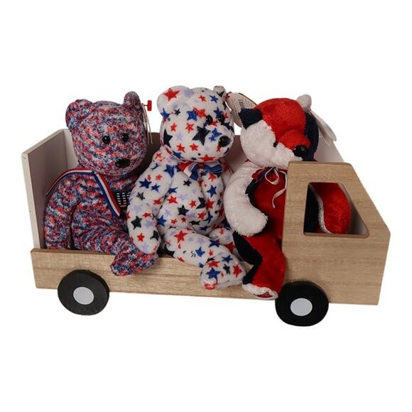 Ty Beanie Babies Lot Patriot USA Red White Blue Vintage 3‑Bear Set - Picture 4 of 12